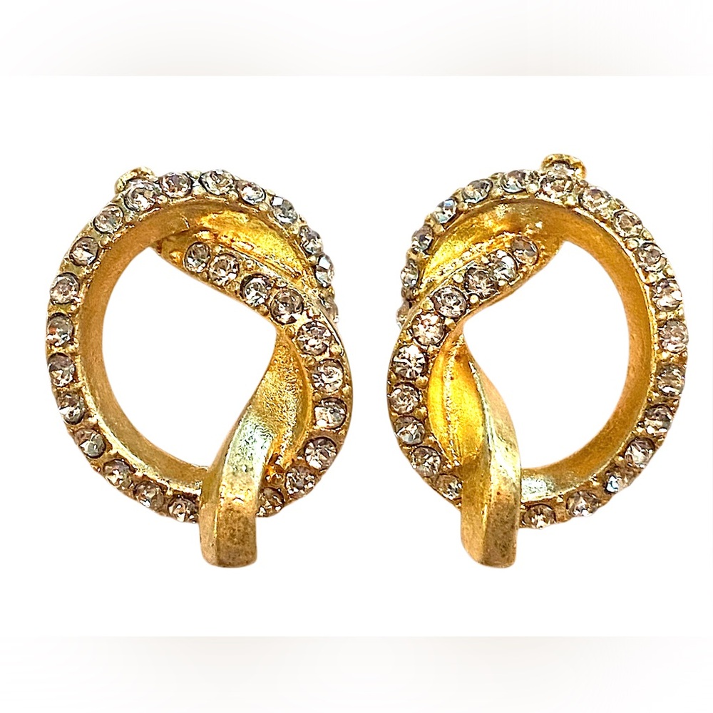 LOVE KNOT Rhinestone earrings gold NWT